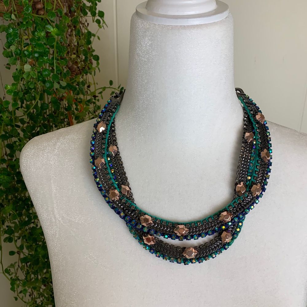 Stella & Dot Hematite Mercury Bib Necklace - Picture 2 of 5